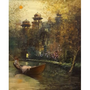 A. Q. Arif, 22 x 28 Inch, Oil on Canvas, Citysscape Painting, AC-AQ-415